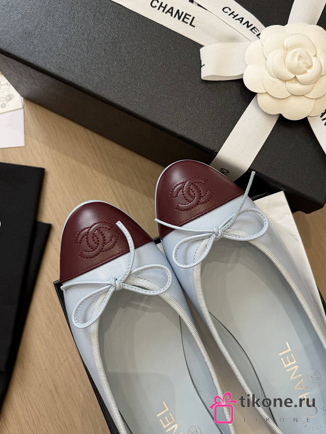 Chanel Ballet Flats Lambskin Blue & Burgundy G02819 - 1