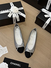 Chanel Ballet Flats Laminated Lambskin & Grosgrain Silver & Black G02819 - 6