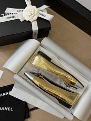 Chanel Ballet Flats Crackled Laminated Calfskin & Laminated Lambskin Gold & Silver G02819 - 3
