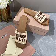 Miumiu Crochet and Leather Slides Ivory 5XX667 - 6