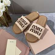 Miumiu Crochet and Leather Slides Ivory 5XX667 - 3