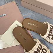 Miumiu Crochet and Leather Slides Ivory 5XX667 - 2