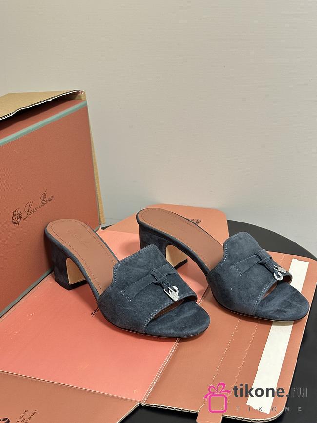 Loro Piana Summer Charms Sandal Suede Goatskin Blue Green (705Y) - 1
