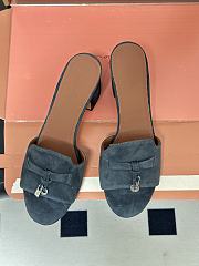 Loro Piana Summer Charms Sandal Suede Goatskin Blue Green (705Y) - 6
