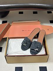 Loro Piana Summer Charms Sandal Suede Goatskin Blue Green (705Y) - 5