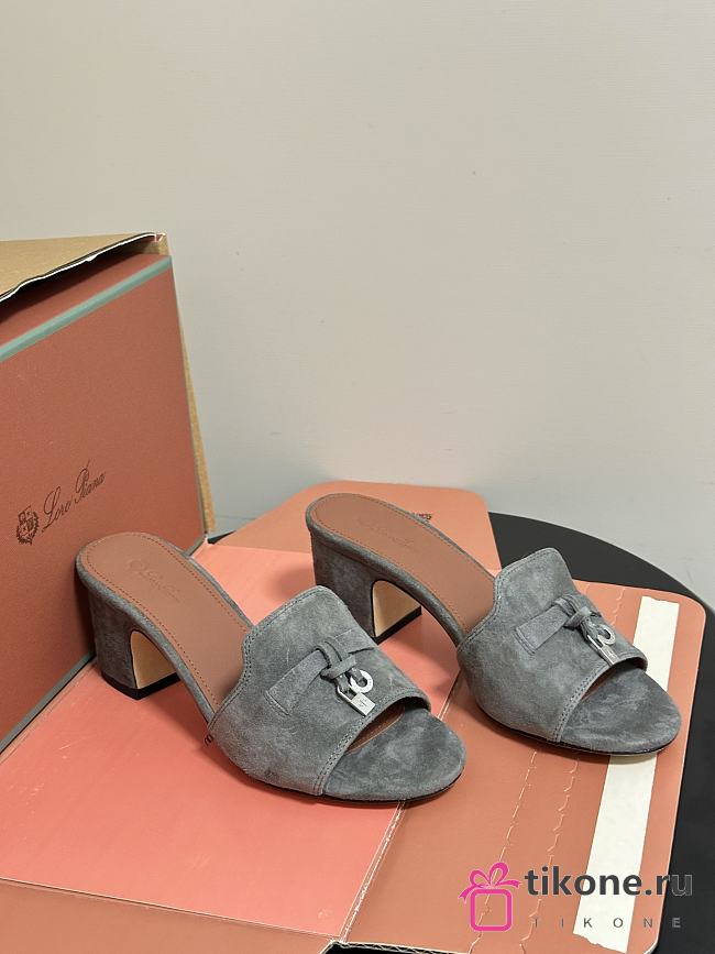 Loro Piana Summer Charms Sandal Suede Goatskin Army Gray (506Z) - 1