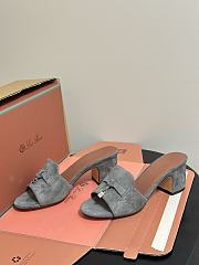 Loro Piana Summer Charms Sandal Suede Goatskin Army Gray (506Z) - 6