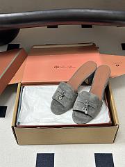 Loro Piana Summer Charms Sandal Suede Goatskin Army Gray (506Z) - 2