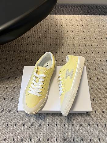 Celine Alan Sneaker With Triomphe In Canvas Pale Yellow