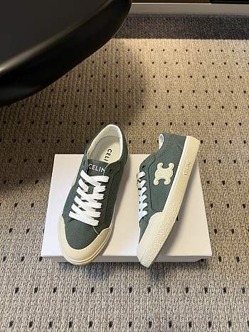 Celine Alan Sneaker With Triomphe In Canvas Green