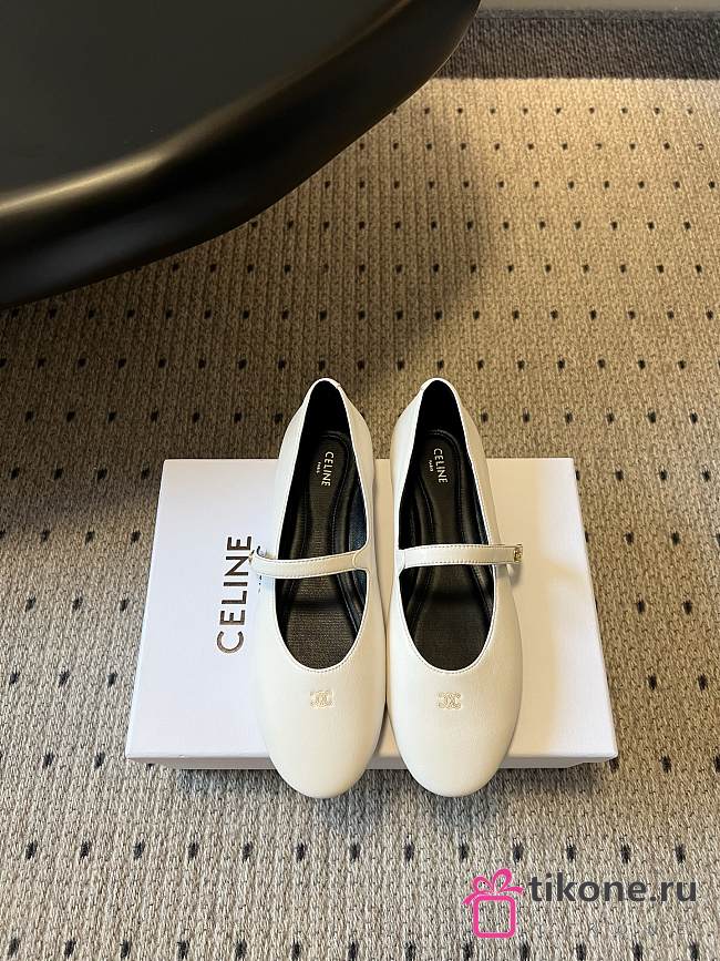 Celine Ballet Ballerina In Lambskin White - 1