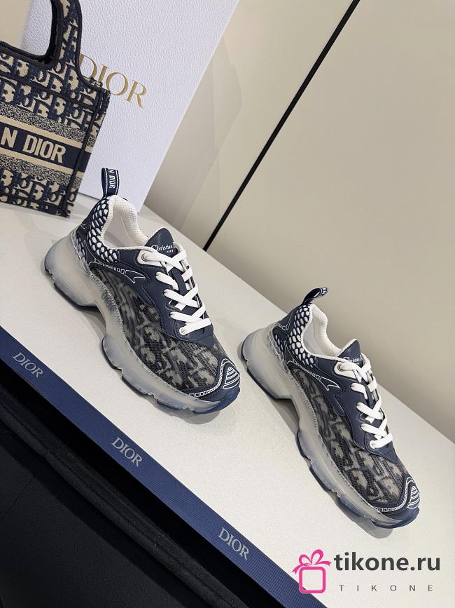 Dior Vibe Sneaker Deep Blue Dior Oblique Technical Fabric and Transparent Rubber - 1