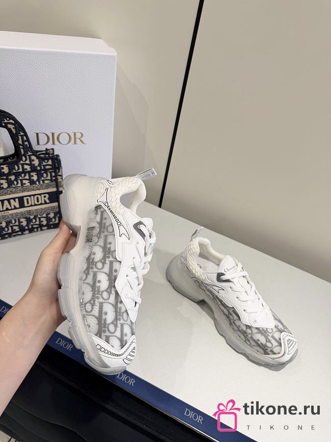 Dior Vibe Sneaker Gray Dior Oblique Technical Fabric and Transparent Rubber - 1