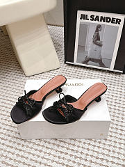 Amina Muaddi Eleonora Slipper 45 Black Satin - 5