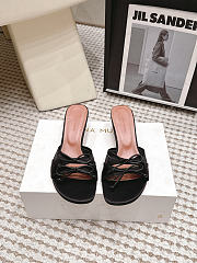 Amina Muaddi Eleonora Slipper 45 Black Satin - 2