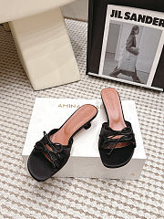 Amina Muaddi Eleonora Slipper 45 Black Satin - 1