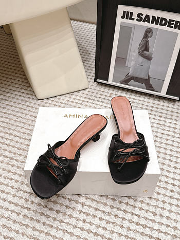 Amina Muaddi Eleonora Slipper 45 Black Satin