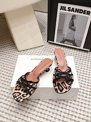 Amina Muaddi Eleonora Slipper 45 Leopard Satin - 1