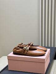 Miumiu Ruches Nappa Leather Ballerinas Caramel 5F579E - 4