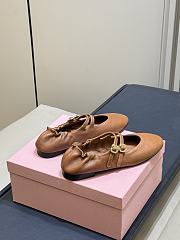 Miumiu Ruches Nappa Leather Ballerinas Caramel 5F579E - 3