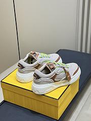 Fendi Force Sneakers Beige Mesh and Brown Leather Low-Tops - 3