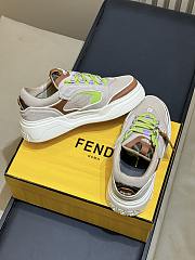 Fendi Force Sneakers Beige Mesh and Brown Leather Low-Tops - 4