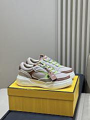 Fendi Force Sneakers Beige Mesh and Brown Leather Low-Tops - 2
