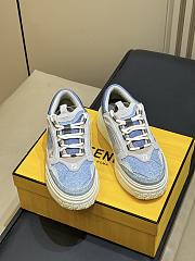 Fendi Force Sneakers Light Blue Denim-Effect Suede Low Tops Gray - 6