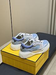Fendi Force Sneakers Light Blue Denim-Effect Suede Low Tops Gray - 3