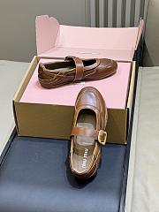 Miumiu Gymnasium Leather Ballerinas with Strap and Buckle Brown 5F686E - 4