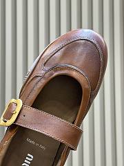 Miumiu Gymnasium Leather Ballerinas with Strap and Buckle Brown 5F686E - 5
