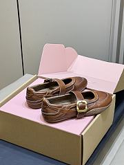 Miumiu Gymnasium Leather Ballerinas with Strap and Buckle Brown 5F686E - 6