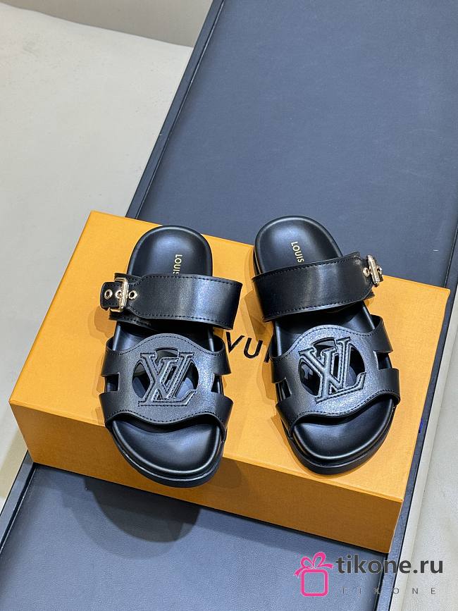 LV Isola Comfort Mule Black Plain Calf Leather 1AJOON  - 1