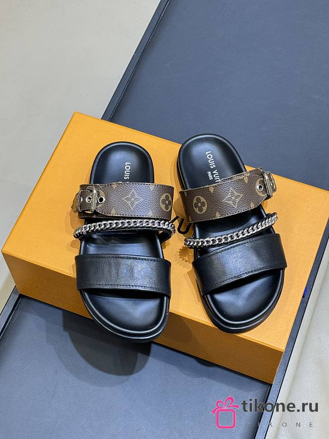 LV Vibe Comfort Mule Black Lambskin/Monogram Canvas 1AJOJJ - 1