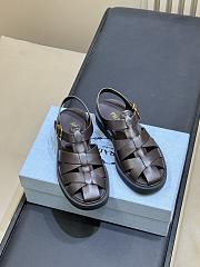 Prada Leather Fisherman's Sandals Dark Brown 1X458O - 6