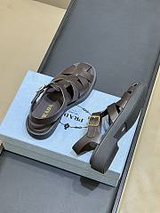 Prada Leather Fisherman's Sandals Dark Brown 1X458O - 5