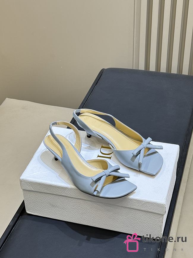 Dior Bow Heeled Slingback Sandal Bleu Ciel Lambskin - 1