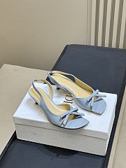 Dior Bow Heeled Slingback Sandal Bleu Ciel Lambskin - 1