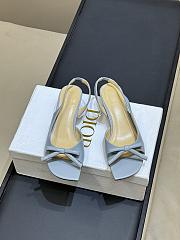 Dior Bow Heeled Slingback Sandal Bleu Ciel Lambskin - 6