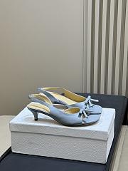 Dior Bow Heeled Slingback Sandal Bleu Ciel Lambskin - 5