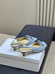 Dior Bow Heeled Slingback Sandal Bleu Ciel Lambskin - 4