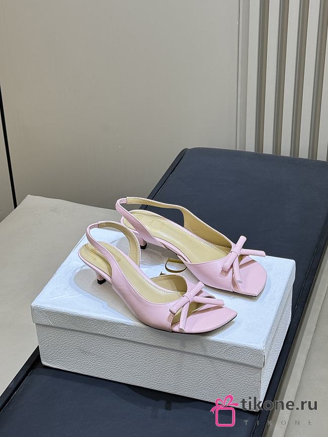Dior Bow Heeled Slingback Sandal Soupir Pink Lambskin - 1