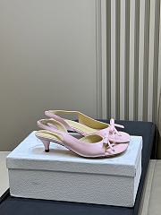 Dior Bow Heeled Slingback Sandal Soupir Pink Lambskin - 5
