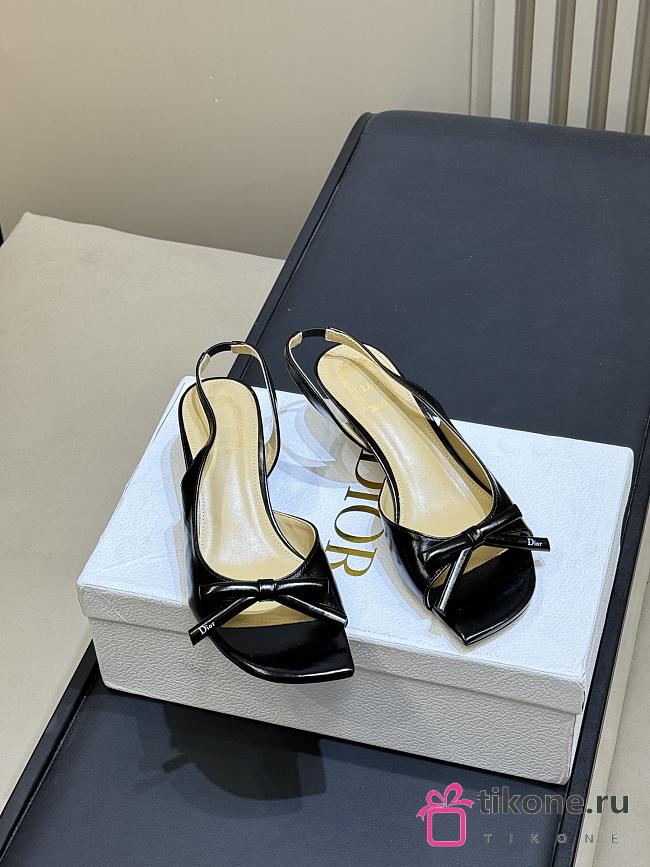 Dior Bow Heeled Slingback Sandal Black Lambskin - 1