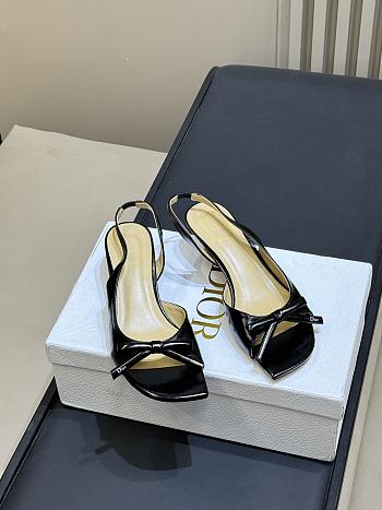 Dior Bow Heeled Slingback Sandal Black Lambskin