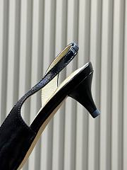 Dior Bow Heeled Slingback Sandal Black Lambskin - 6