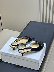 Dior Bow Heeled Slingback Sandal Black Lambskin - 3