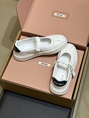 Miumiu Calf Leather Mary Jane Ballerinas White/Blue 5F371E - 4