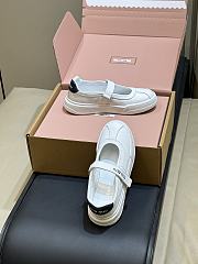 Miumiu Calf Leather Mary Jane Ballerinas White/Blue 5F371E - 3