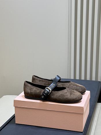 Miumiu Suede Ballerinas Dark Brown 5F625E